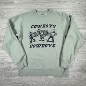 J Galt Mens Sweatshirt Cowboys Graphic Sage Green M/L Western‎ Crewneck Pullover